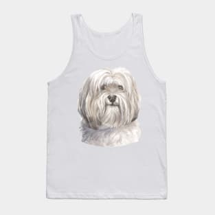 White Havanese Watercolor Art Tank Top